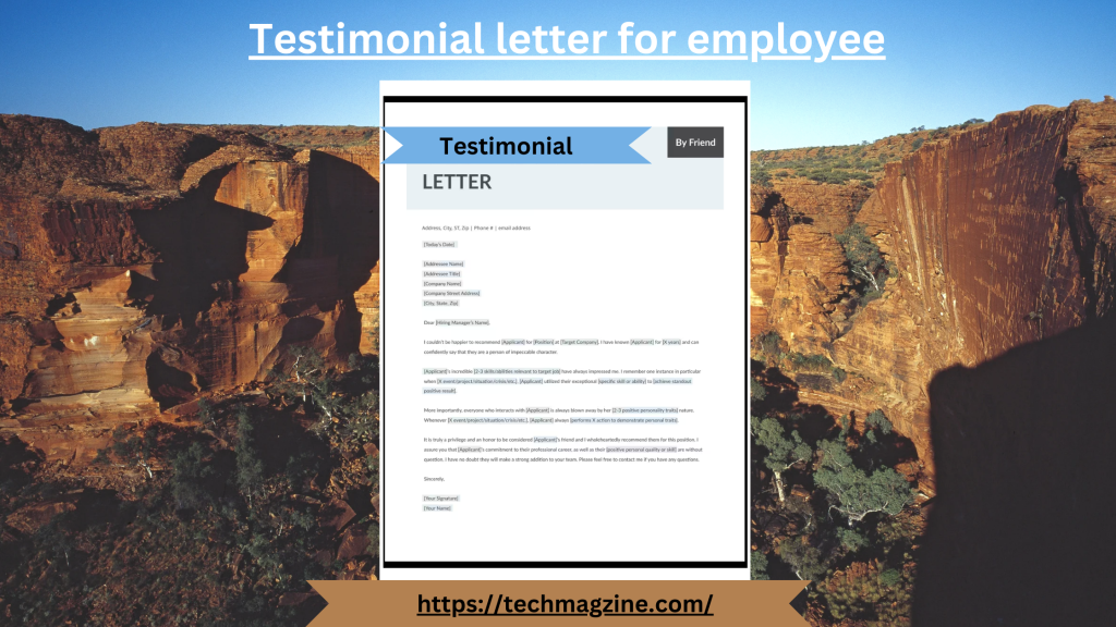 testimonial letter for employee