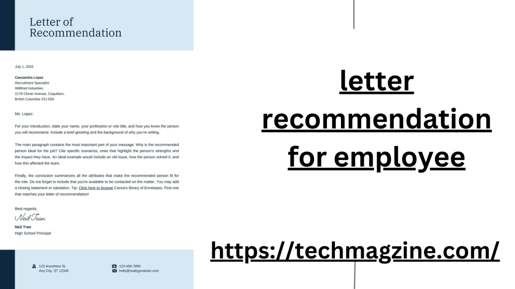 letter recommendation for employee